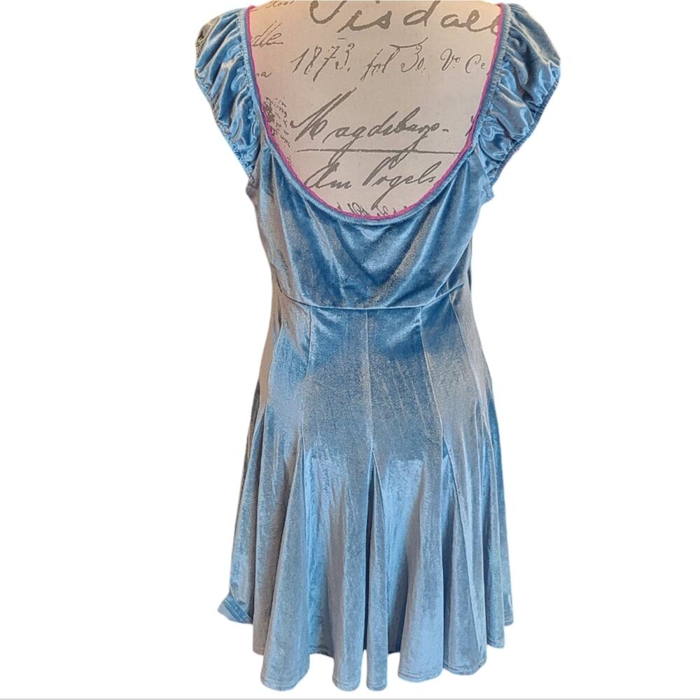 Free People Rose Marie Velvet Mini Dress Blue XS Fit & Flare Romantic Party - Picture 8 of 14